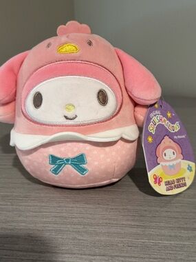 Squishmallows Pink My Melody Plush with Teal Bow Accent